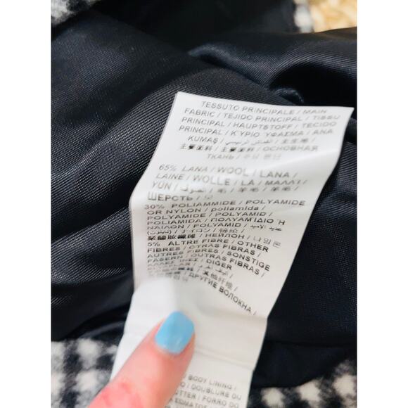 Love Moschino Wool Blend Jacket/Pea Coat Coat Gingham Black White Size 8 - Picture 10 of 11